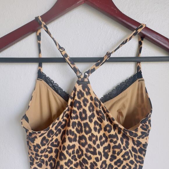 Savage X Fenty Leopard Print Slip Dress Black Lace Trim Cami Dress Size Small - Picture 9 of 13